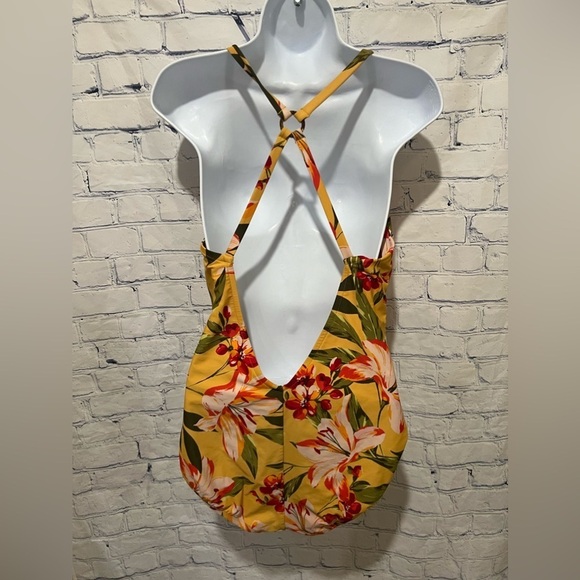 Kona Sol Women's Tortoise Ring One Piece High Coverage Yellow Floral Large - Picture 3 of 6